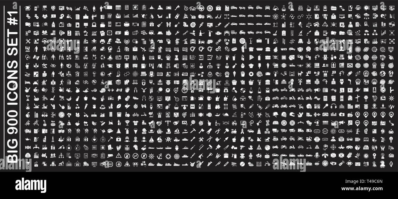 Big 900 icons set on background for graphic and web design. Simple ...