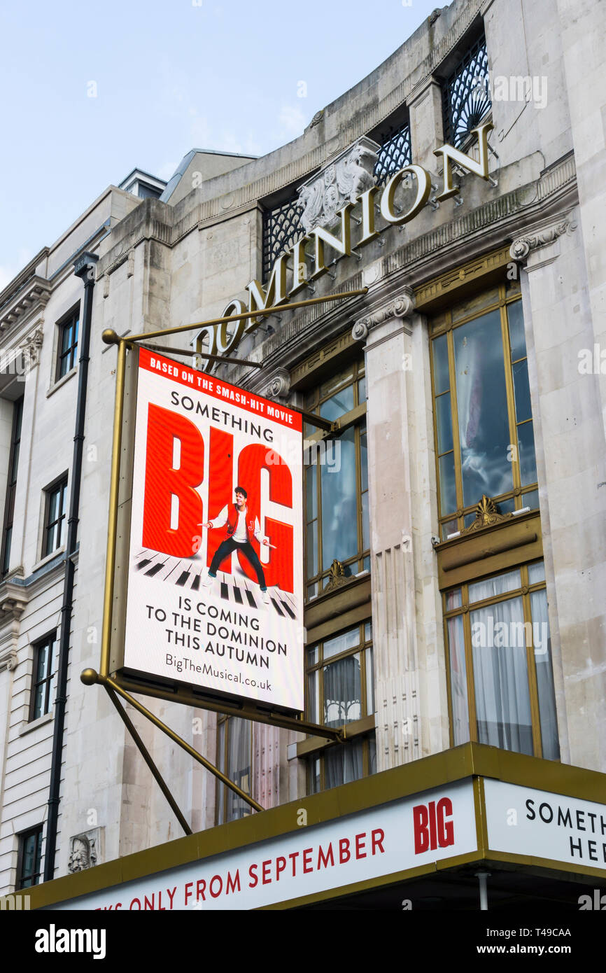 Advertisement for Big The Musical outside the Dominion Theatre in Tottenham Court Road. Stock Photo
