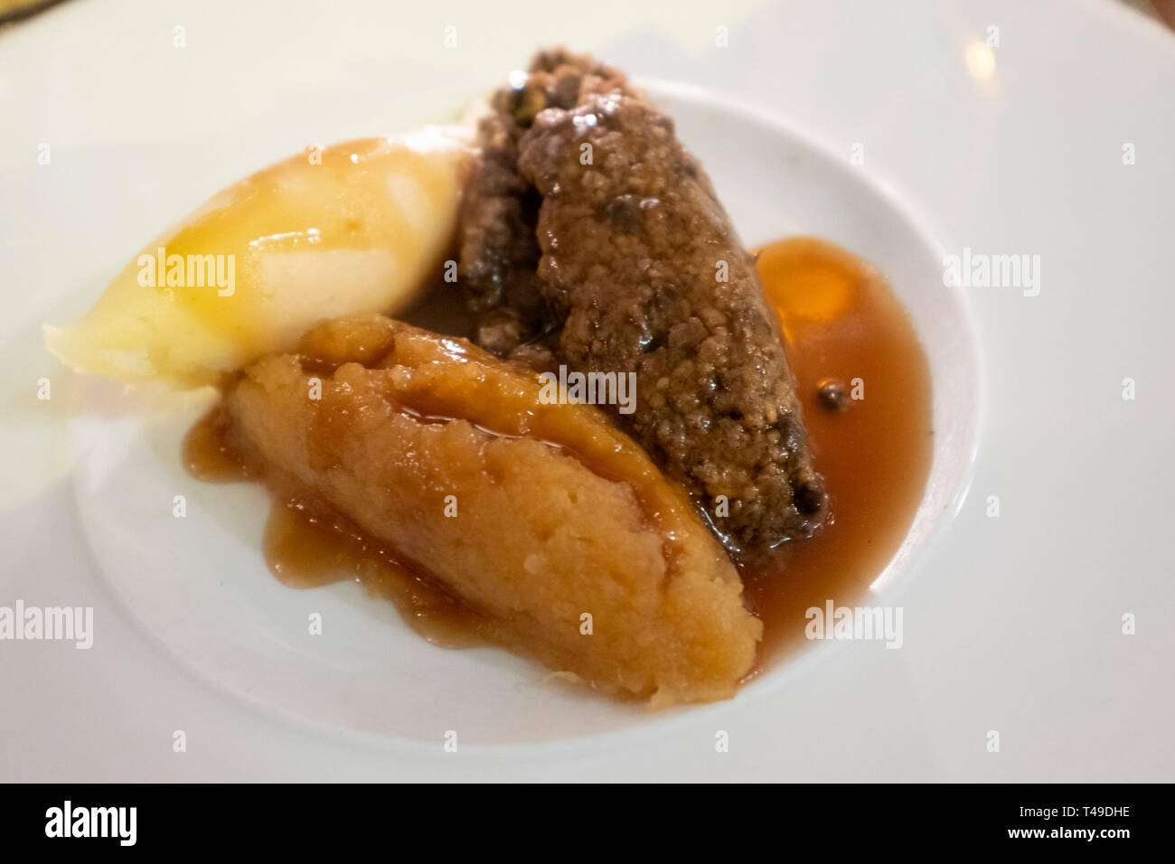 Haggis with neeps and tatties - typical Scottish dish Stock Photo