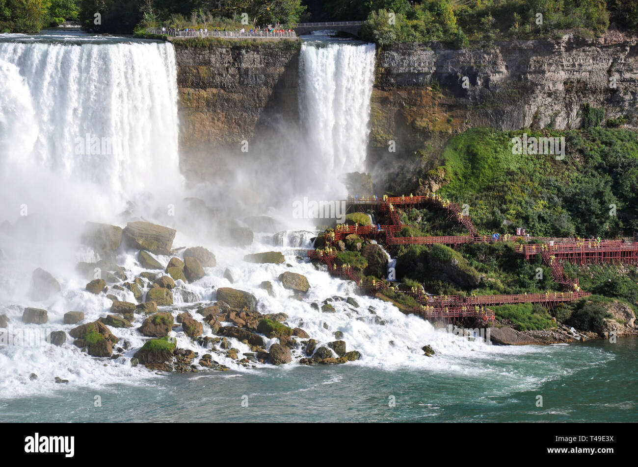 Tourists visiting the American Falls Niagara Falls, United States Cave