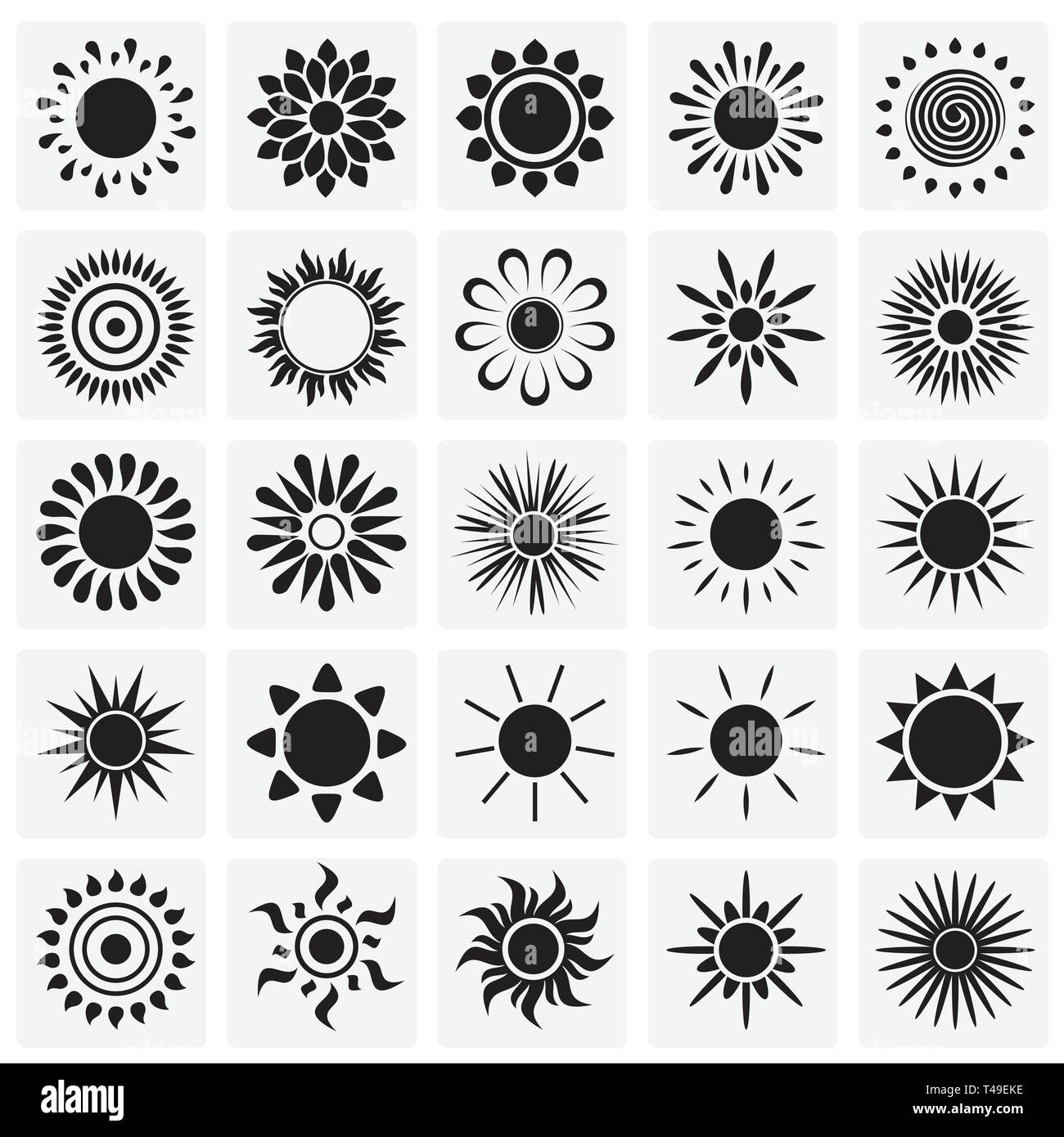 Sun Icons Set On Squares Background For Graphic And Web Design Simple Vector Sign Internet Concept Symbol For Website Button Or Mobile App Stock Vector Image Art Alamy