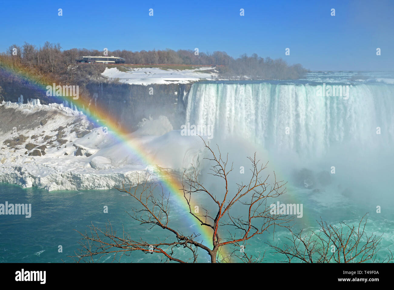 NIAGARA FALLS, CANADA -27 MAR 2019- View of the Casino tower overlooking  the waterfront on the Niagara River in Niagara Falls, Ontario, Canada Stock  Photo - Alamy, image size:1300x956