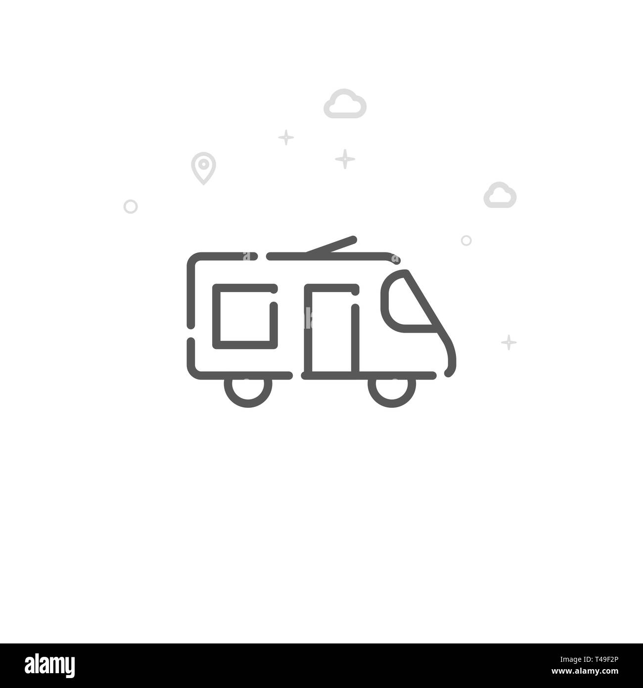 Minibus, Shuttle Taxi Line Icon. City Urban Transport Symbol, Pictogram ...