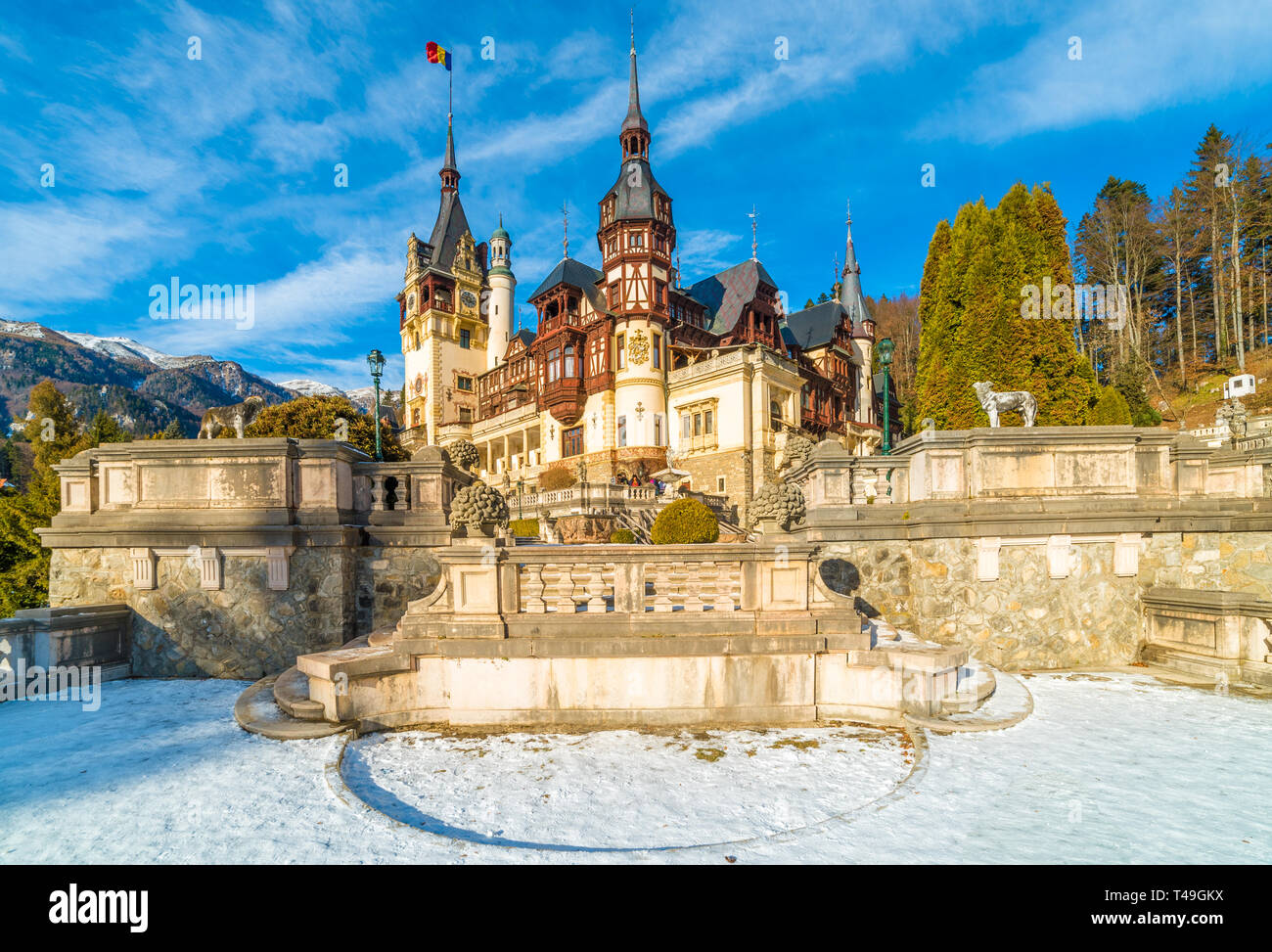 Peles Castle Sinaia In Winter Season Transylvania Romania Protected peles-castle-sinaia-in-winter-season-transylvania-romania-protected