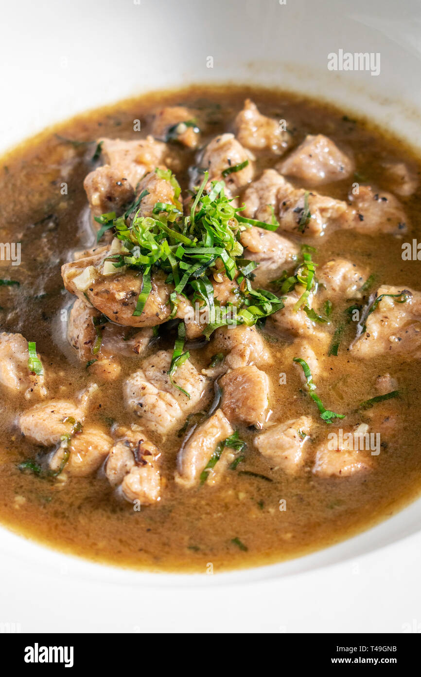 pica pau traditional portuguese food spicy pork stew dish in lisbon restaurant Stock Photo