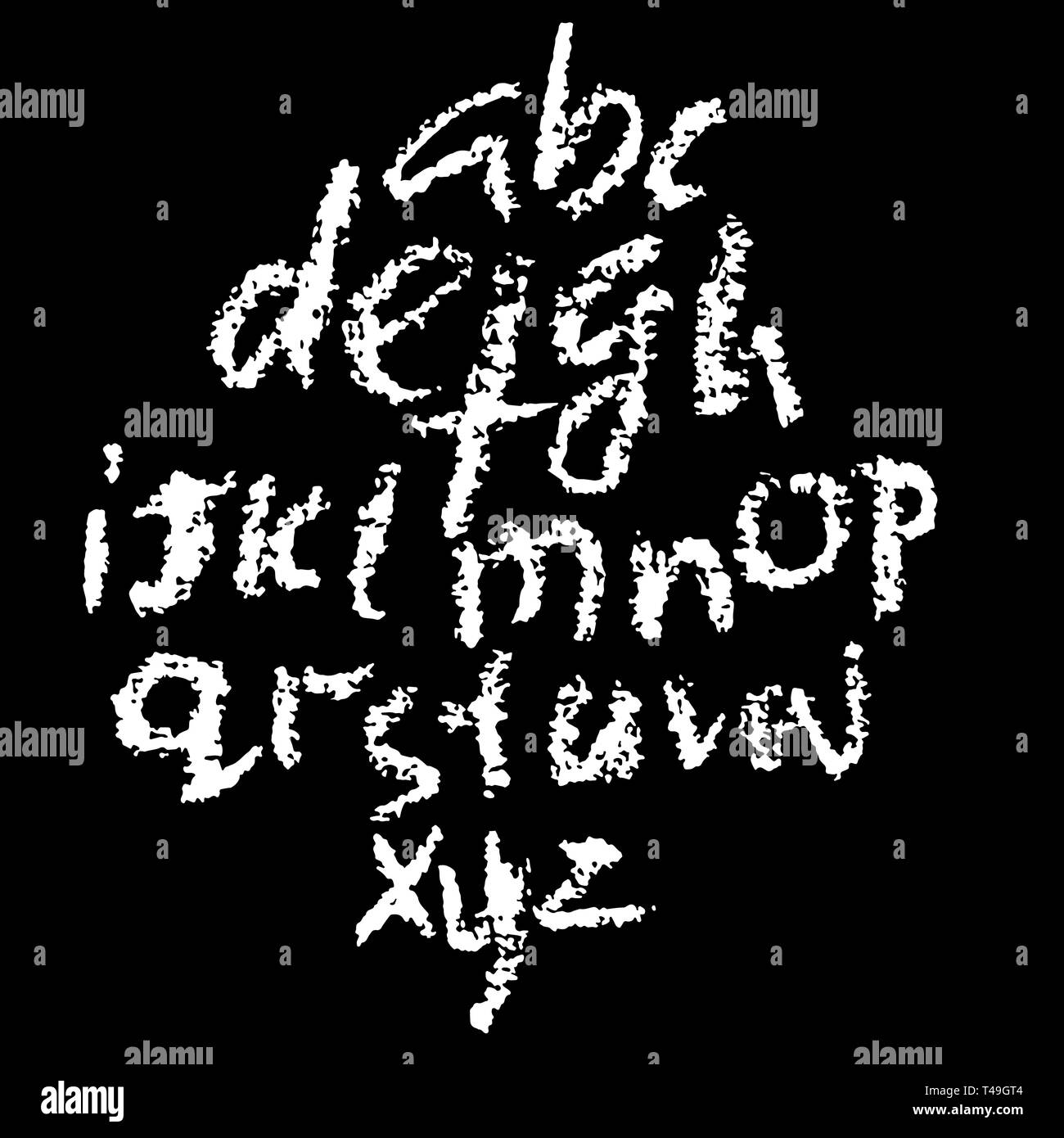 Chalk textured font. Grunge script on chalkboard. Vector calligraphy