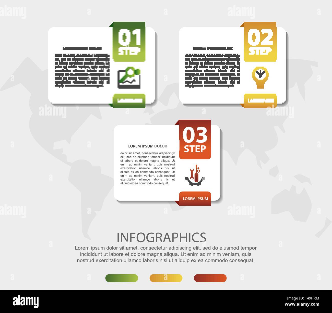 Modern 3D vector illustration. Infographic template with three elements ...