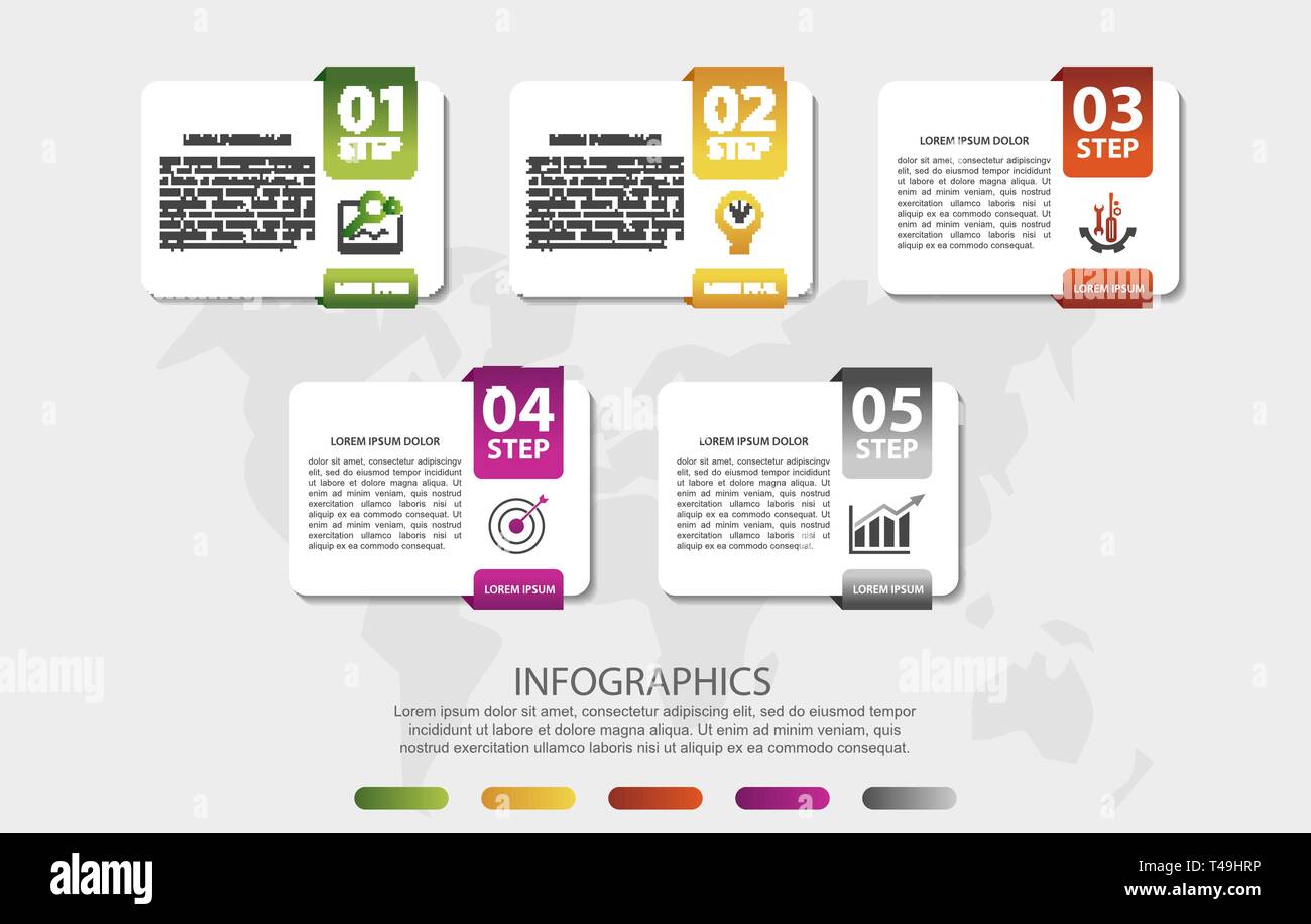 Modern 3D vector illustration. Infographic template with five elements ...