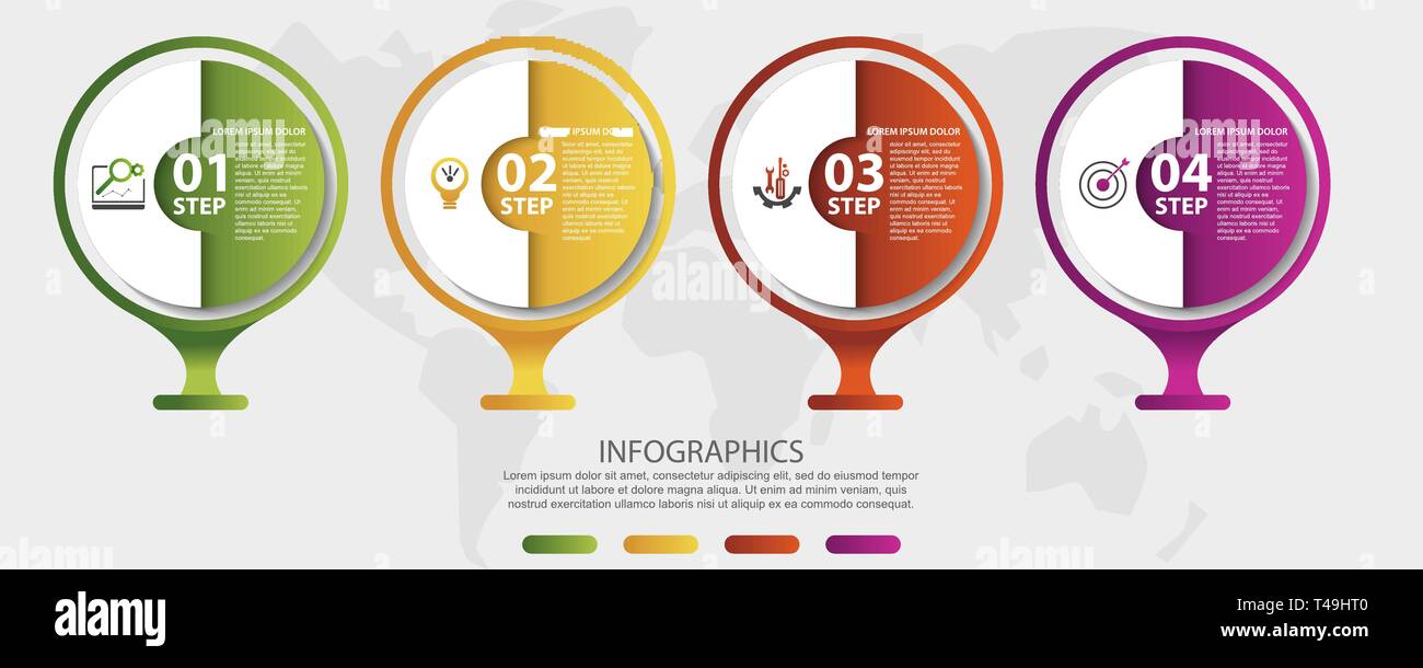 Modern 3D vector illustration. Circular infographic template with four ...