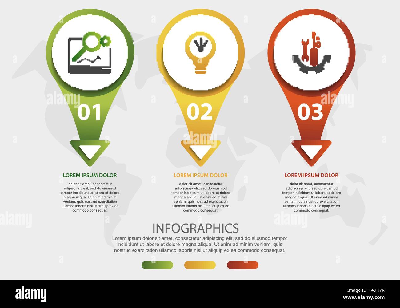 Modern 3D vector illustration. Circular infographic template with three ...