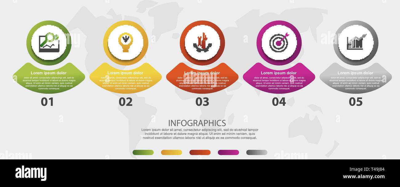 Modern 3D vector illustration. Circular infographic template with five ...