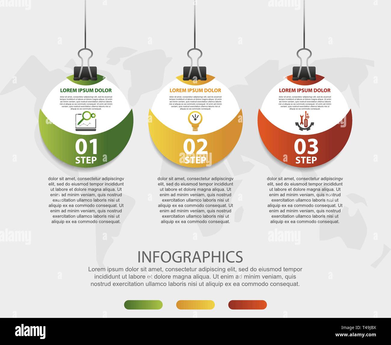 Modern 3D vector illustration. Infographic circles template with three ...