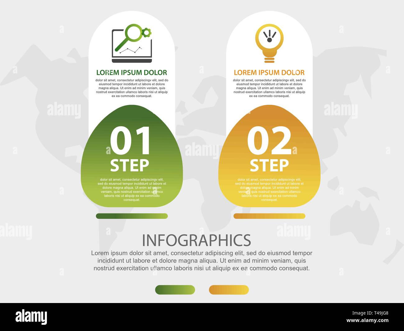 Modern 3D vector illustration.Timeline process chart infographic template with two elements, box, options. Designed for business, banner Stock Vector