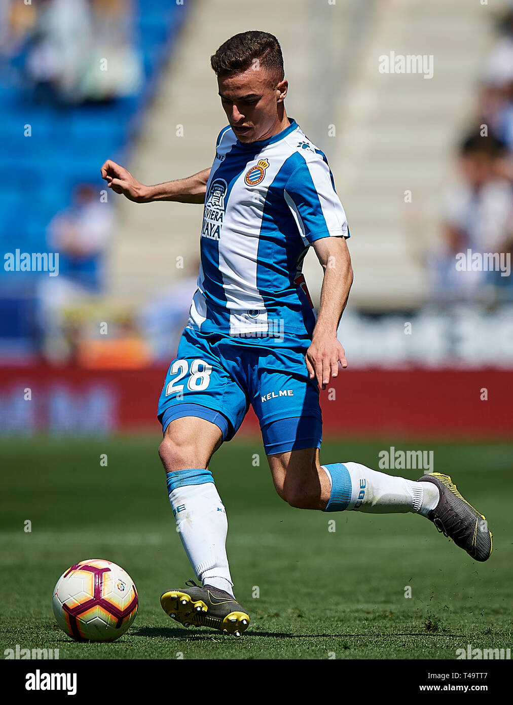 Barcelona, Spain. 13th Apr, 2019. Soccer: Liga Santander 2018/19: Adria  Pedrosa of Espanyol in action during the Spanish Primera Division 