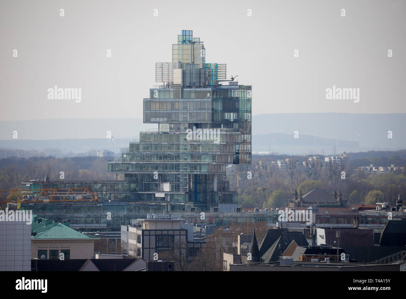 Hannover, Germany. 11th Apr, 2019. The administration building of Norddeutsche Landesbank NordLB can be seen on the horizon. Credit: Moritz Frankenberg/dpa/Alamy Live News Stock Photo