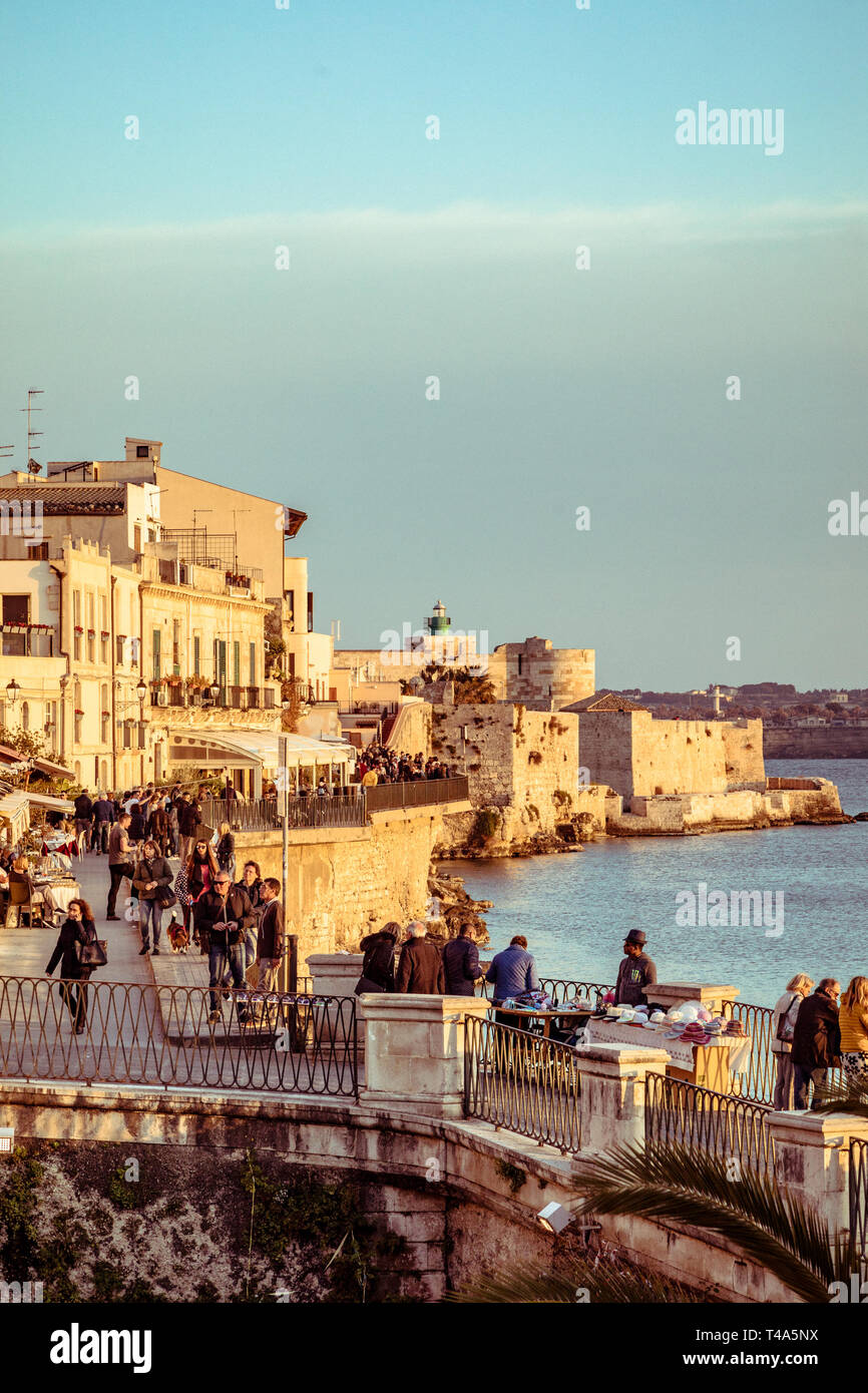 Ortigia Sicily sunset Stock Photo