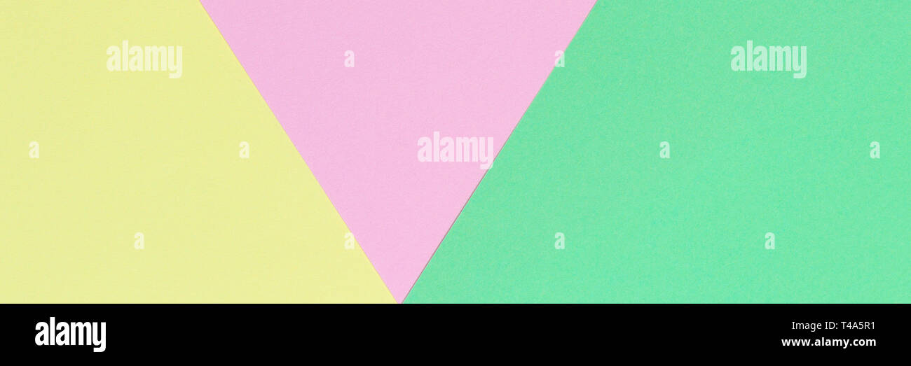 Abstract geometric shape pastel green, pink and yellow color paper ...