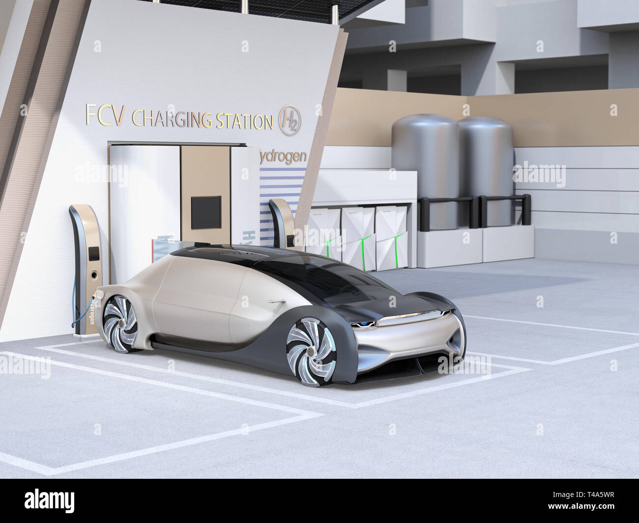 Fuel Cell powered autonomous car filling gas in Fuel Cell Hydrogen