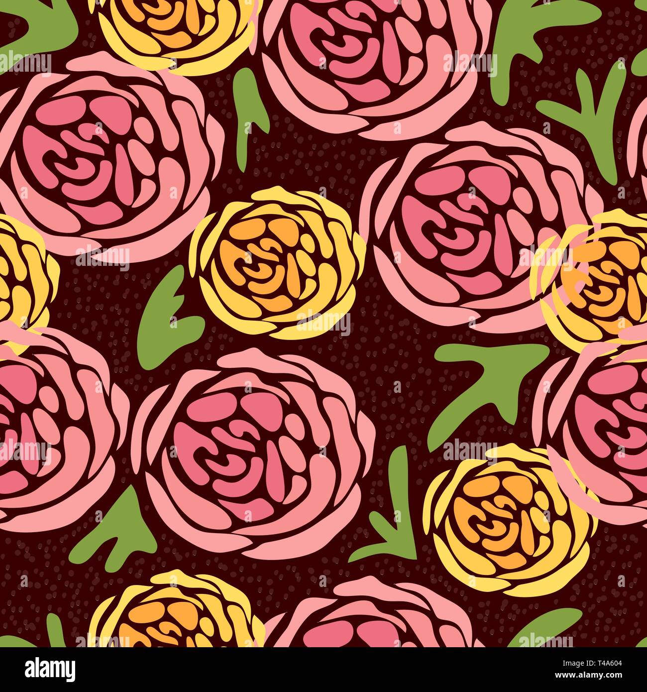 Seamless pattern with hand drawing cute flowers on a dark background ...