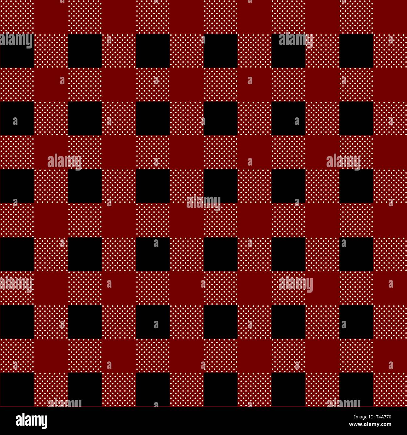 Buffalo plaid seamless pattern with BLACK lines. Alternating red and ...