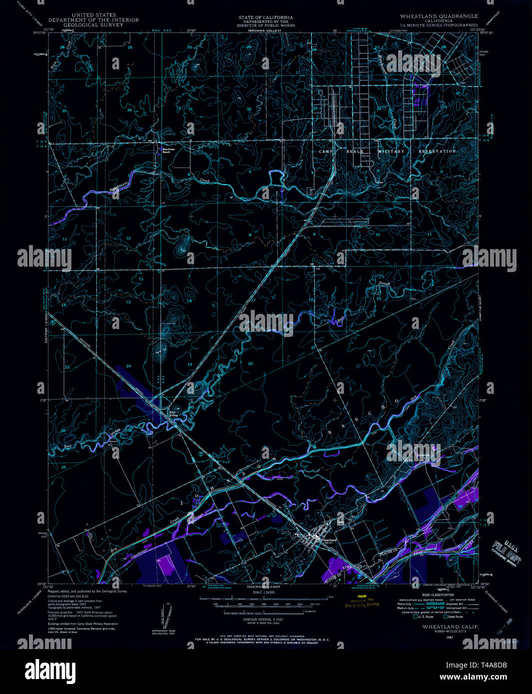 USGS TOPO Map California CA Wheatland - Usgs Topo Map California Ca Wheatland 301329 1947 24000 Inverted Restoration T4A8DB