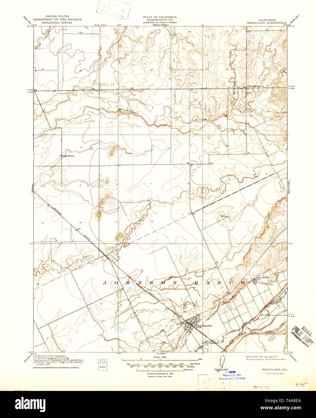 Map of wheatland hi res stock photography - Usgs Topo Map California Ca Wheatland 301567 1910 31680 Restoration T4A8EA