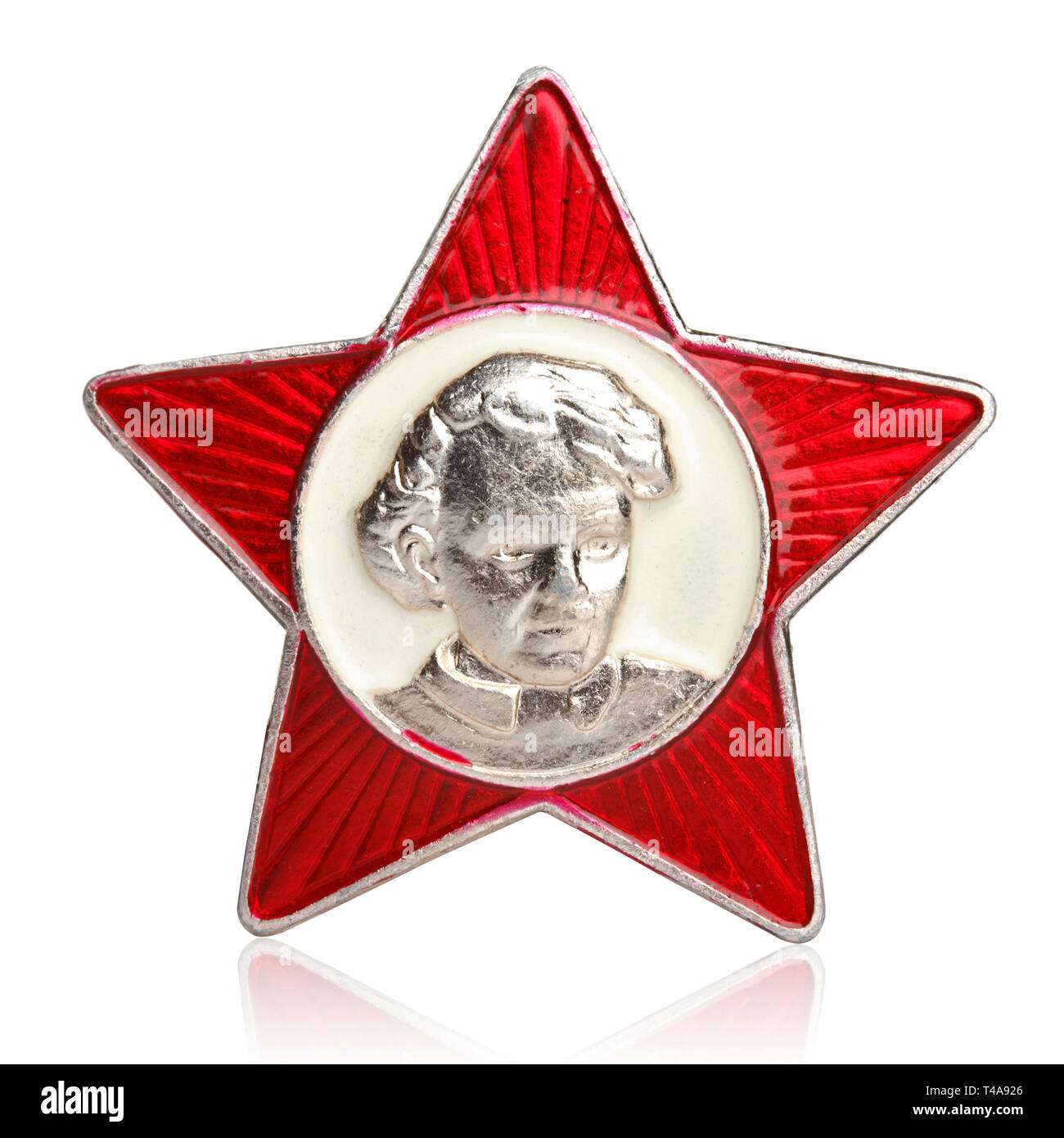 Little Octobrist USSR badge with young Lenin portrait in centre Stock Photo