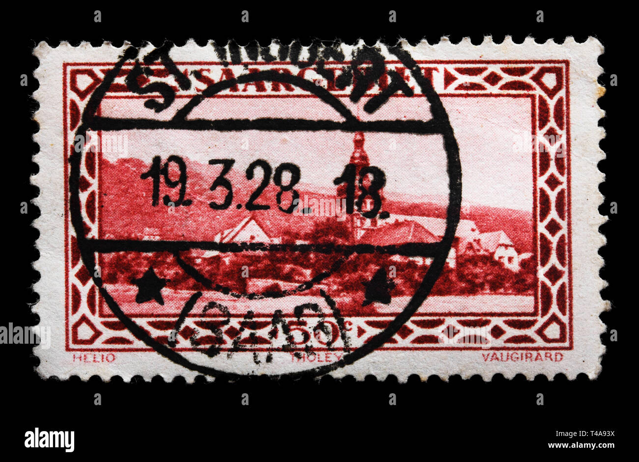 GERMANY - CIRCA 1927: A German Used Postage Stamp showing Saargebiet Tholey, circa 1927 Stock Photo