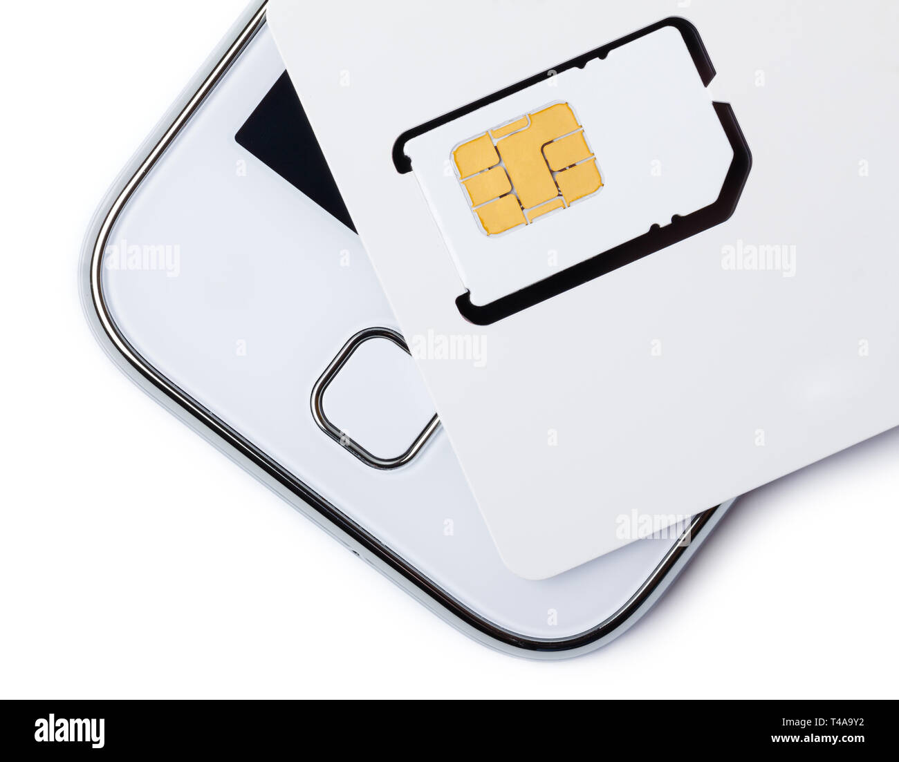 Blank sim card with smart phone isolated on white Stock Photo Alamy