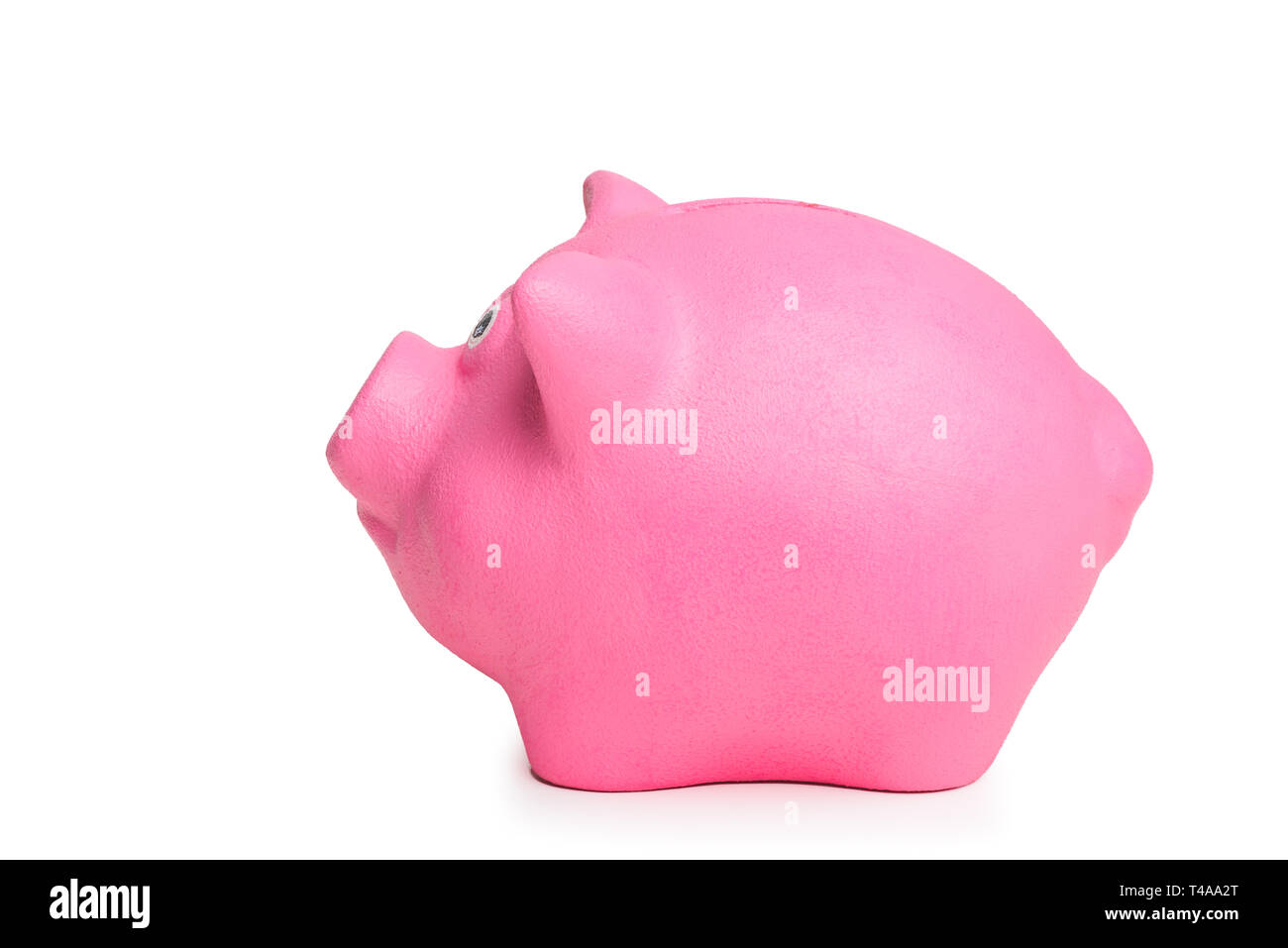 pink piggy bank isolated on white background side view close up Stock ...