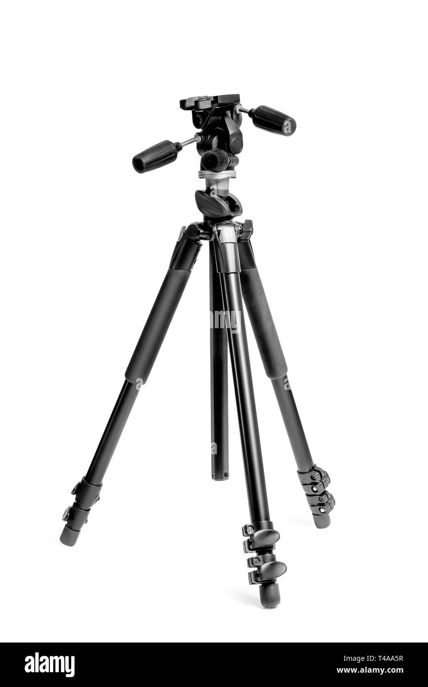 tripod for photo camera in photo studio on white background close-up Stock Photo