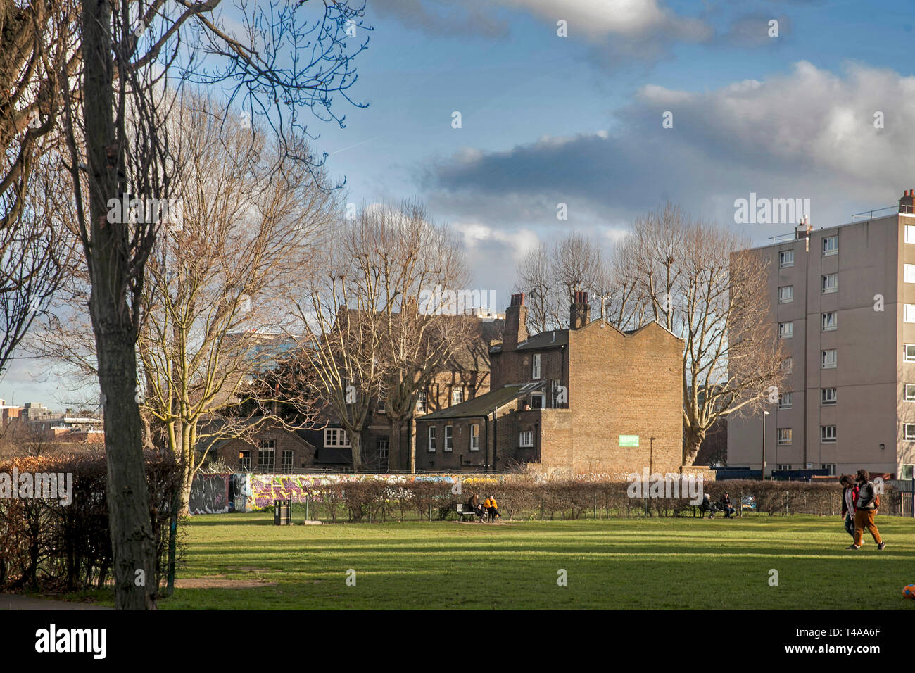 LONDON - FEBRUARY 17, 2019: View of the park near Bricklane in East London Stock Photo