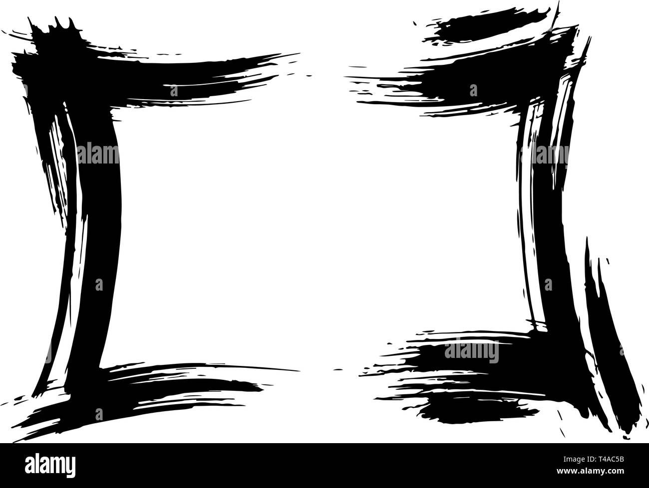 Vector Dry brush frames. Hand drawn artistic frames. Black and white ...