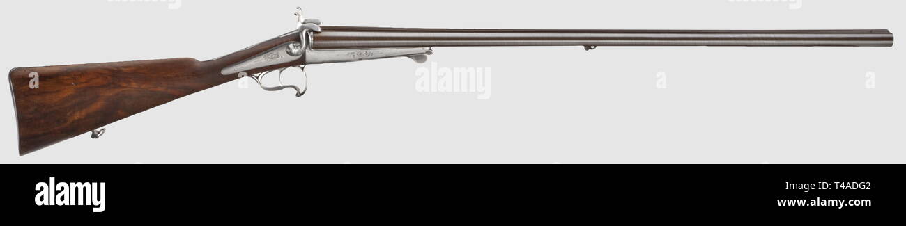 Civil long arms, pinfire, pinfire double-barrelled shotgun, Great Britain, circa 1860/70, Additional-Rights-Clearance-Info-Not-Available Stock Photo
