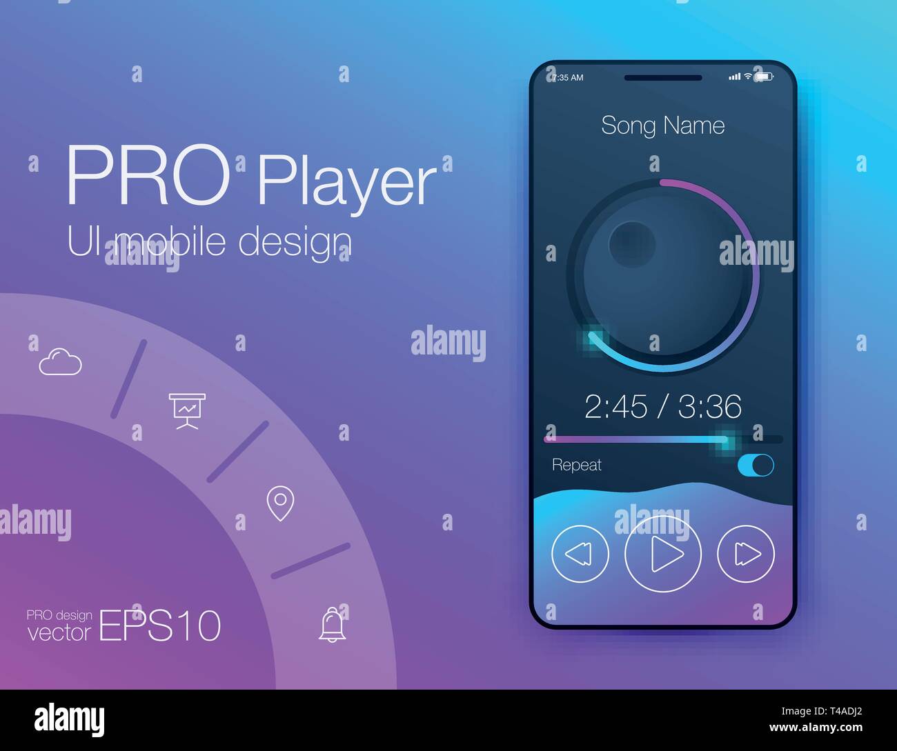 UX audio player templates. Stock vector eps10 Stock Vector
