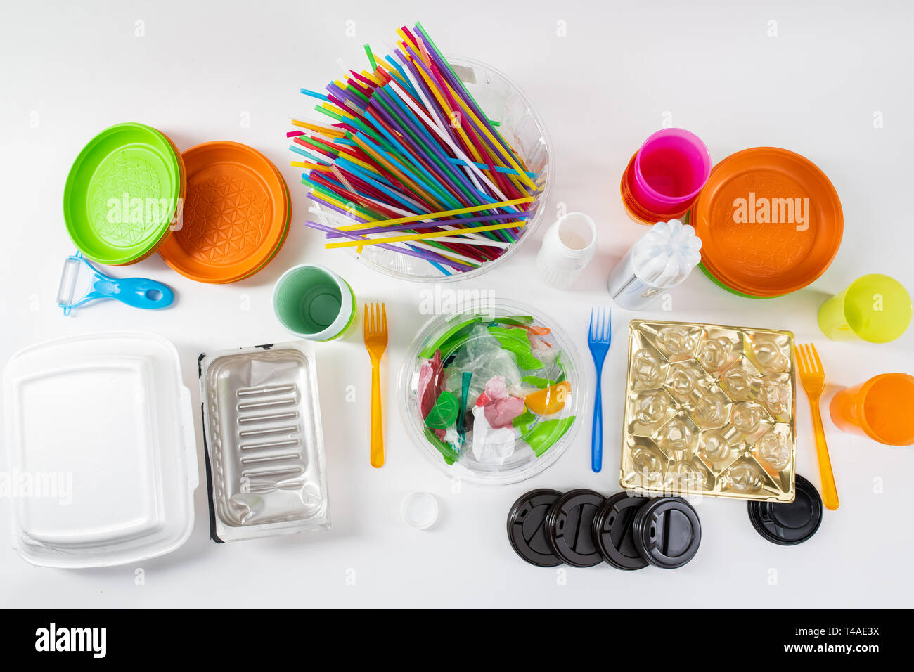 Colorful toxic stuff made of harmful plastic standing on white surface Stock Photo Alamy