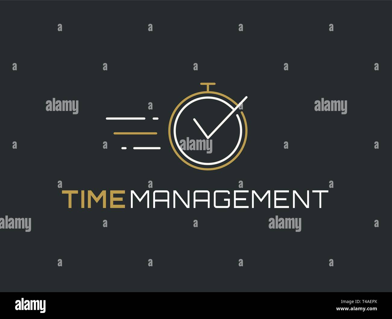 Time management logo template. Stopwatch line icon isolated on clean background. Vector concept symbol. Stock Vector