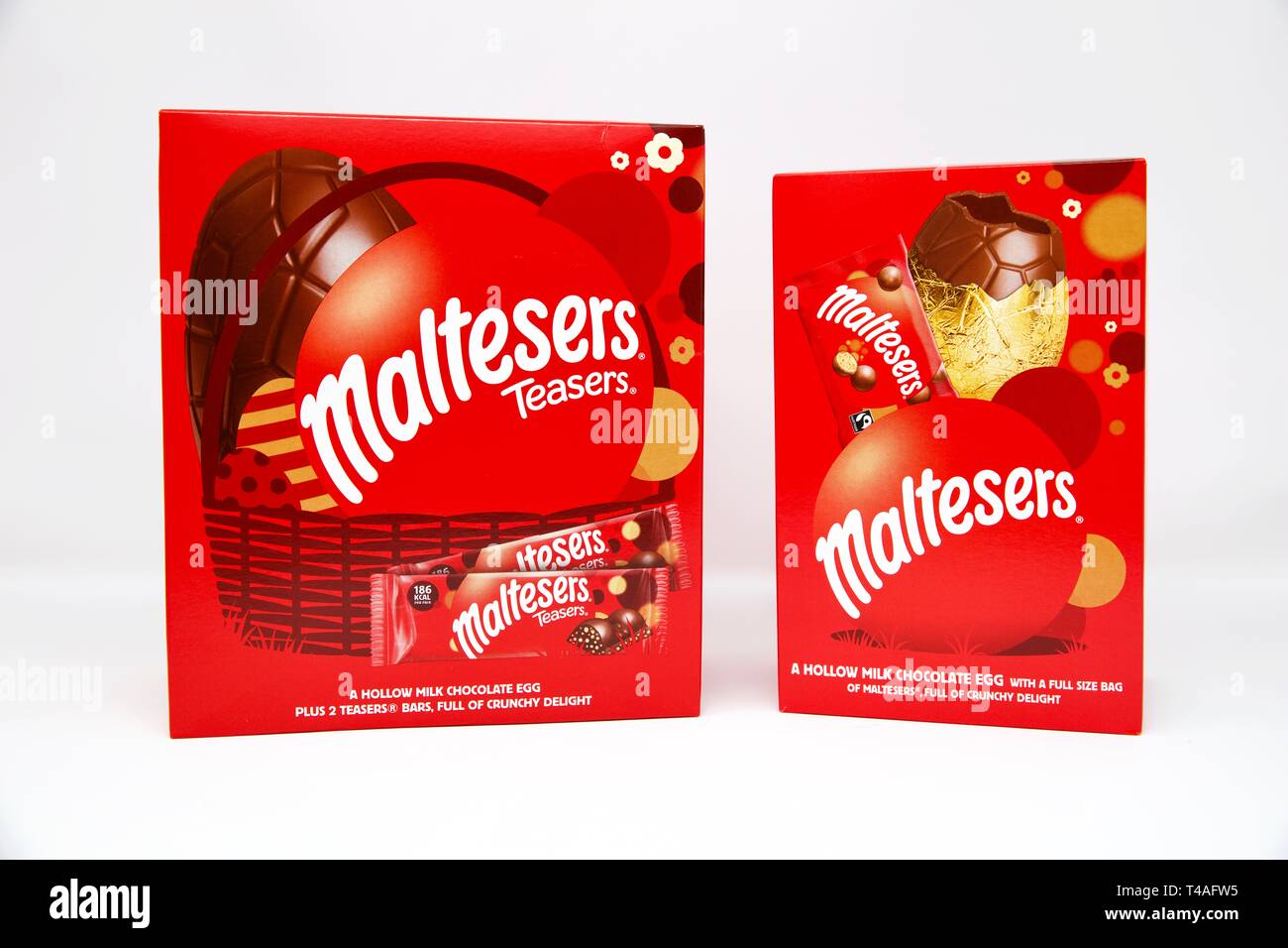 Maltesers Milk Chocolate Easter Eggs on a white background Stock Photo