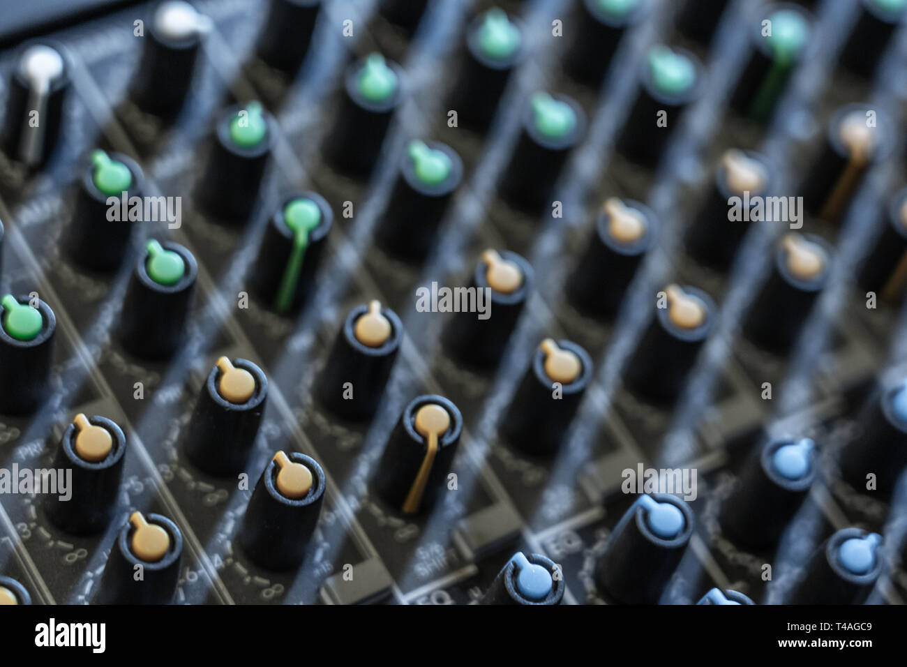 knobs on a audio control board Stock Photo Alamy