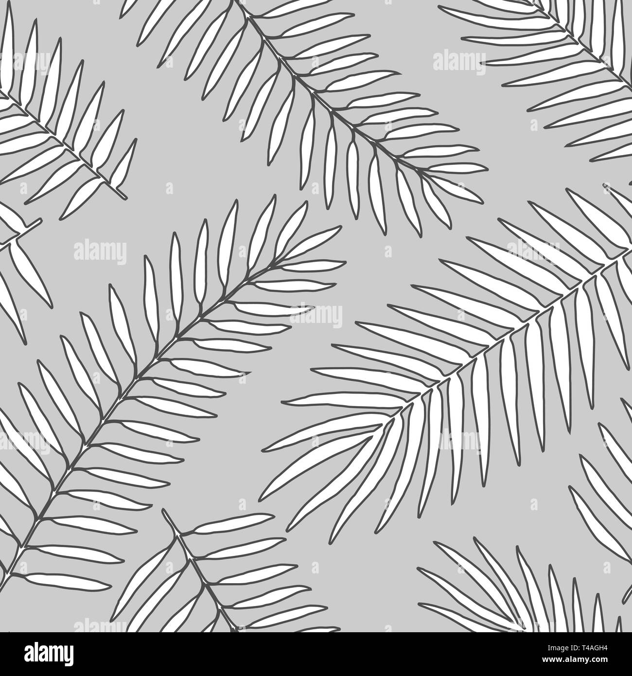 Seamless pattern background with tropical plants graphic drawing engraving style Stock Vector