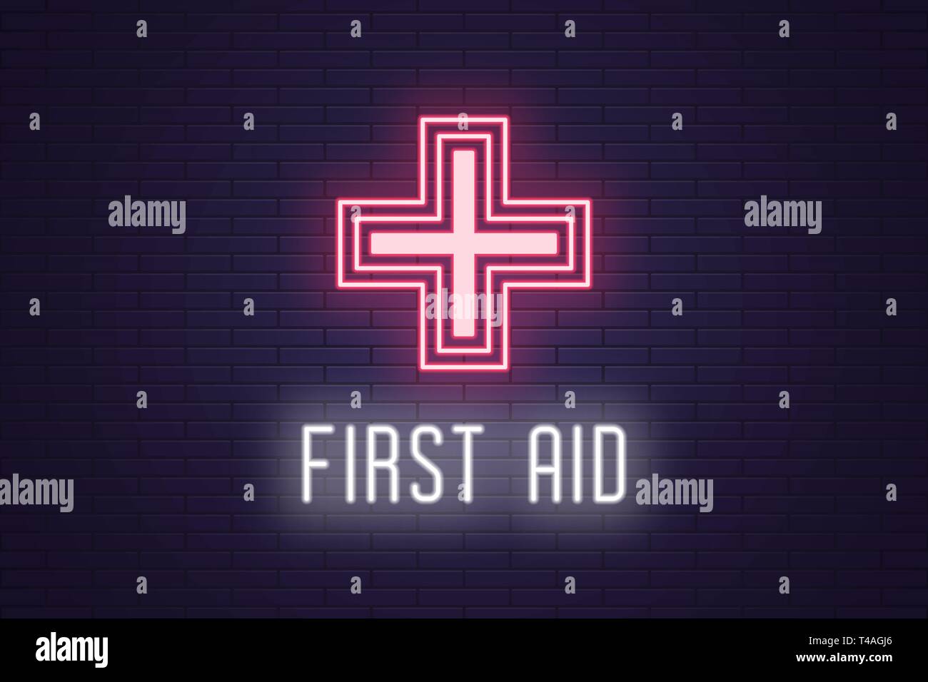 Neon First Aid Sign Fluorescent ambulance sign Stock Vector Images - Alamy