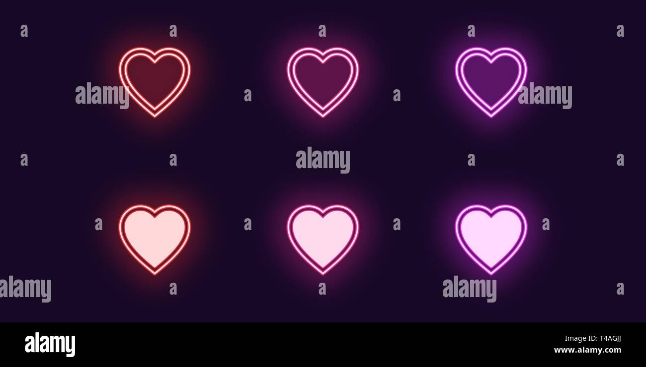 Neon Icon Set Of Fashion Heart Vector Illustration Of Glowing Neon Heart Bright Passion Isolated Collection Of Digital Icon Sign And Symbol For De Stock Vector Image Art Alamy