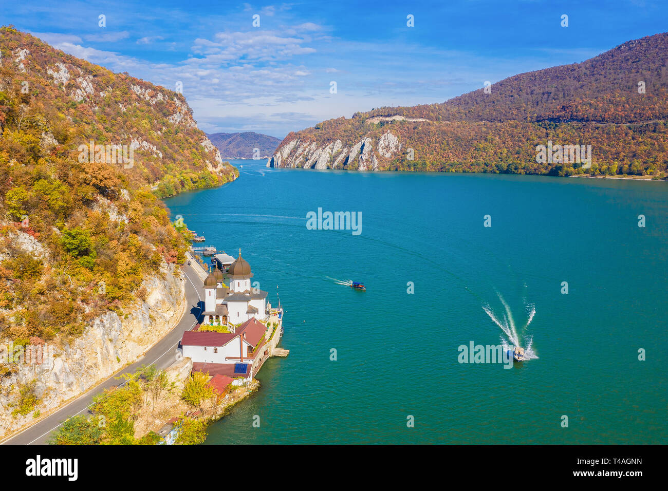 Mraconia Monastery, Danube river,  Romania Stock Photo