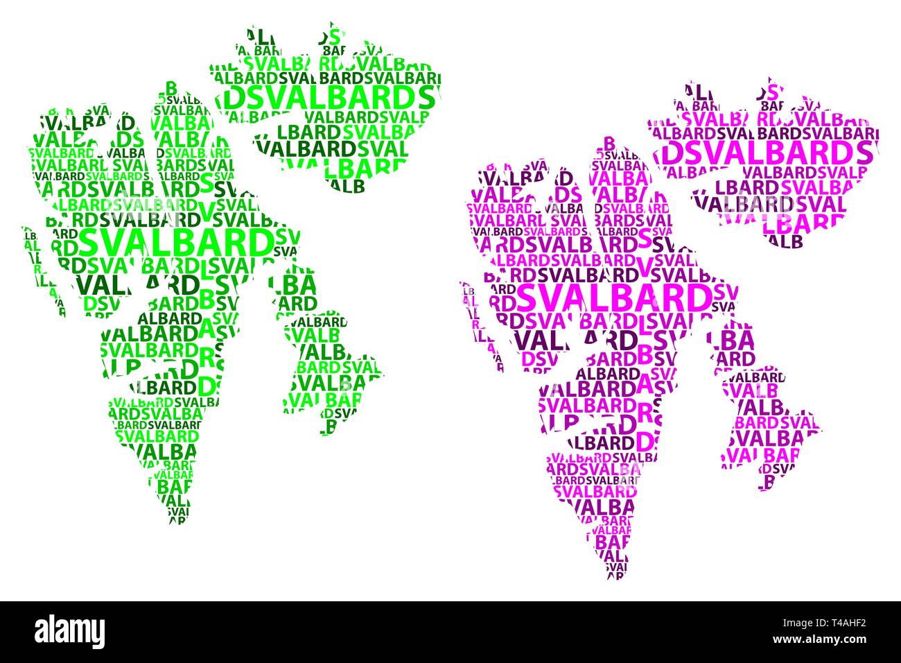Sketch Svalbard letter text map - Sketch Svalbard Letter Text Map Svalbard Kingdom Of Norway Norwegian Archipelago In The Shape Of The Continent Map Spitsbergen Nordaustlandet T4AHF2 