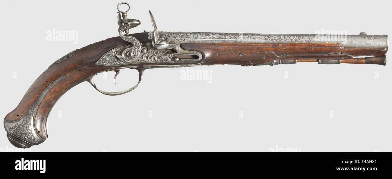 Small arms, pistols, flintlock pistol, calibre 14 mm, Italy/Spain, circa 1760, Additional-Rights-Clearance-Info-Not-Available Stock Photo
