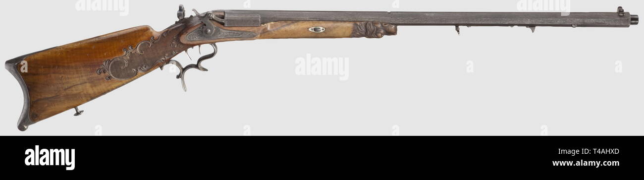 Civil long arms, modern systems, luxury full stock rifle, Schoenamsgreber in Nürnberg circa 1870, calibre 4 mm Flobert, number 1171, Additional-Rights-Clearance-Info-Not-Available Stock Photo