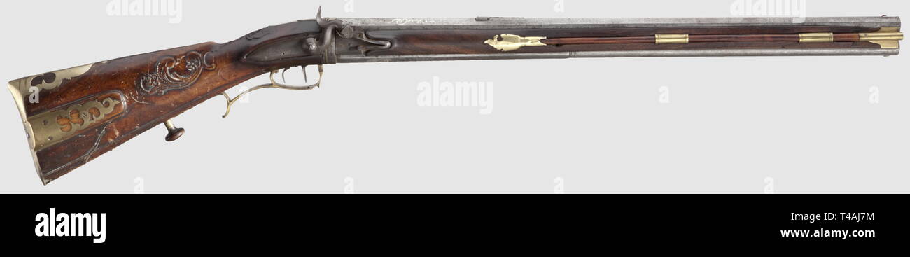 Civil long arms, flintlock and caplock, caplock turned rifle, Joseph Prolich in Bamberg, circa 1780, Additional-Rights-Clearance-Info-Not-Available Stock Photo