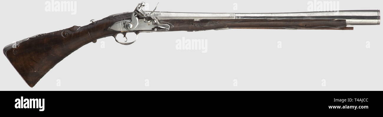 Civil long arms, flintlock and caplock, flintlock blunderbuss with folding stock, France or Italy, circa 1760, Additional-Rights-Clearance-Info-Not-Available Stock Photo