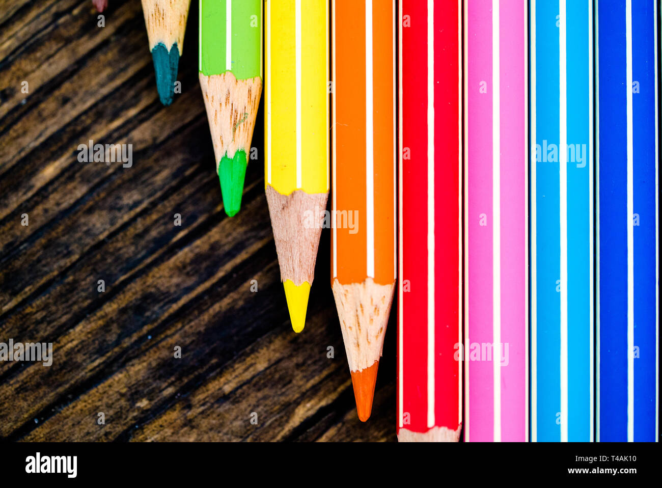 macro view of various colorful colored pencils used for drawing and sketching Stock Photo Alamy