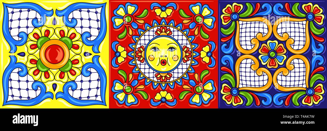 Mexican talavera ceramic tile pattern. Stock Vector